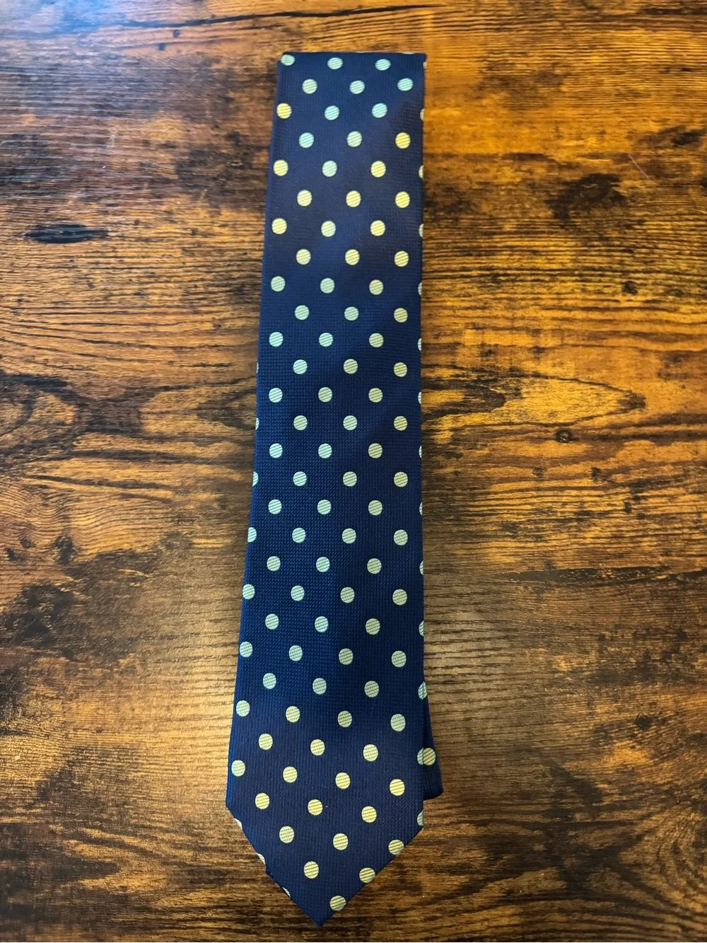 Bruno Piattelli Navy and Yellow Polka Dot Men's Tie 100% silk